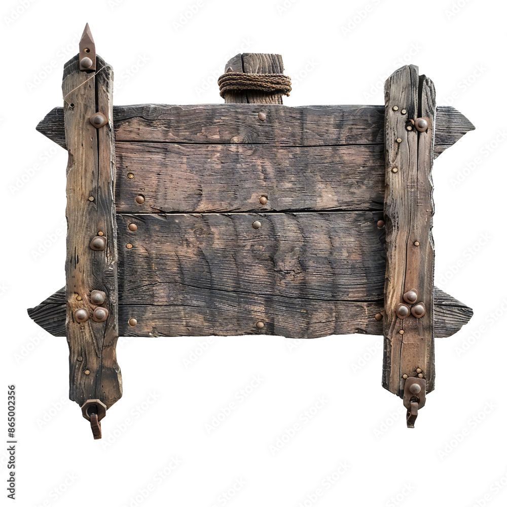 Sticker blank medieval sign isolated on transparent background generative ai