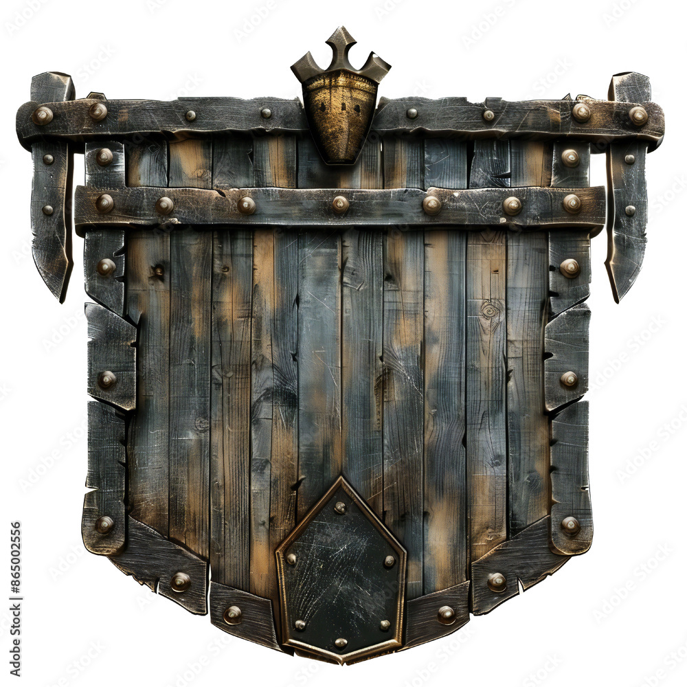 Sticker blank medieval sign isolated on transparent background generative ai
