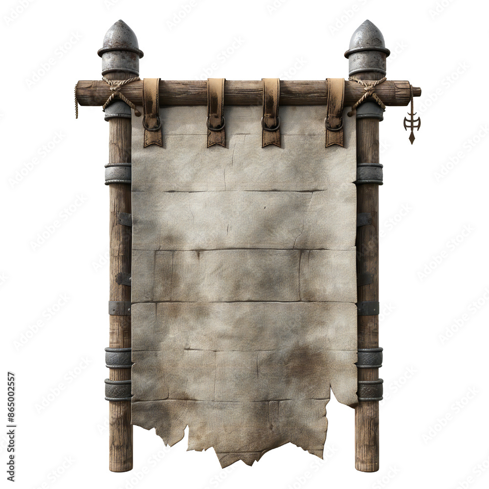Sticker blank medieval sign isolated on transparent background generative ai
