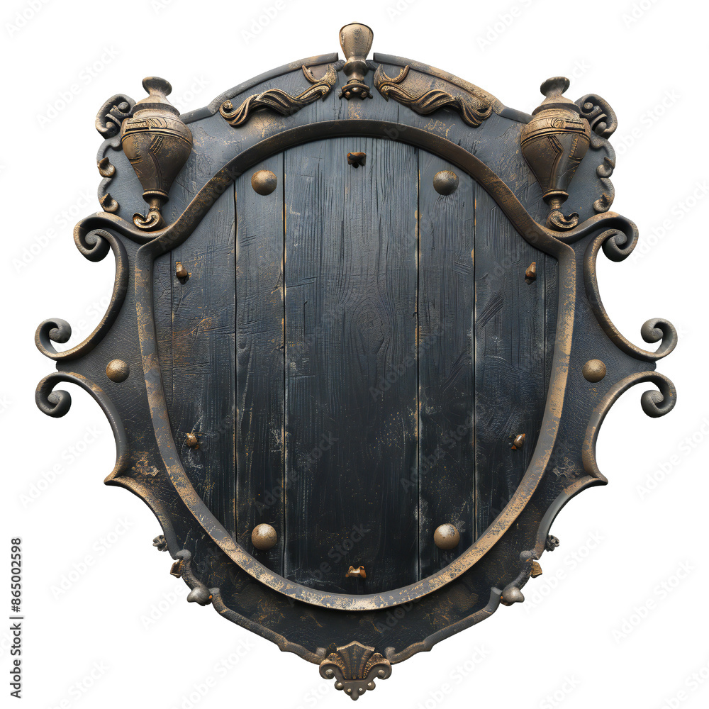 Sticker blank medieval sign isolated on transparent background generative ai