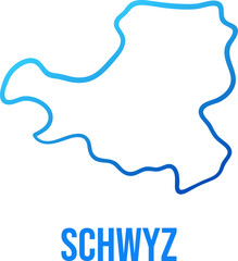 Schwyz canton of Switzerland simple blue gradient map