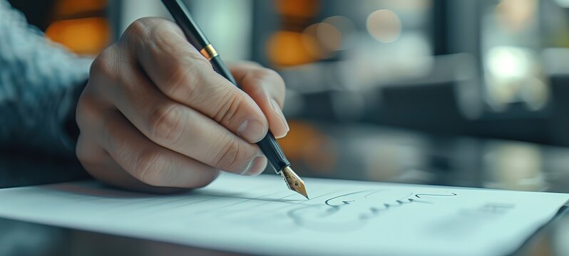 close up a hand mand with pen writing on paper with check mark icon isolated white background. copy space for text