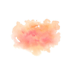 Watercolor orange, red splashes and stains isolated on white background. Hand drawn illustration. Abstract background for design, cards, invitations, congratulations, packaging, printing, advertising.