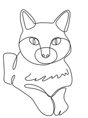 Obraz premium Continuous black white line drawing of a cat sitting, kitten, Ideal for pet-themed designs, minimalist art, and modern decor. Animal lovers, art enthusiasts