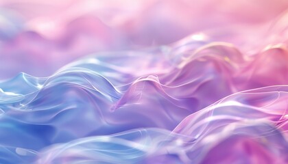 Obraz premium Abstract Pastel Waves Blending Pinks and Blues, Soft Calming Visual, Fluid Shapes, Copy Space