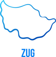 Zug canton, Switzerland simplified smooth blue gradient map with title