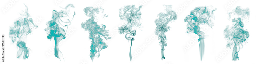 Wall mural green smoke textured element set