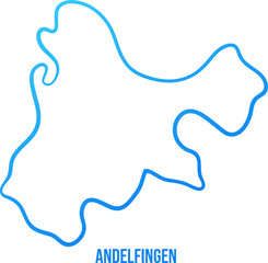 Andelfingen, Zürich canton district isolated simplified map. Soft blue gradient map