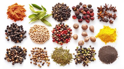 Variety of whole and ground spices