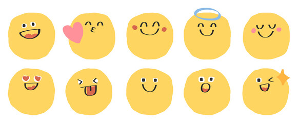 Face emoticon doodle icon set