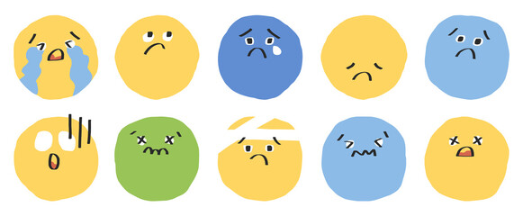 Face emoticon doodle icon set