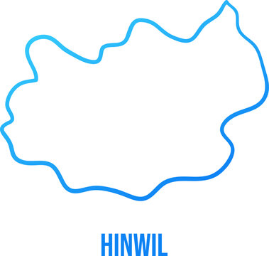 Hinwil, Z&uuml;rich canton district isolated simplified map