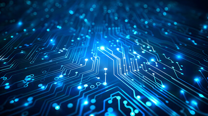 Obraz premium abstract circuit board with glowing digital technology background motherboard illustration,technology concept,generative ai