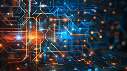 Obraz premium abstract circuit board with glowing digital technology background motherboard illustration,technology concept,generative ai