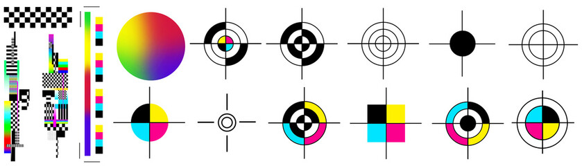 PNG Colorful geometric calibration patterns set