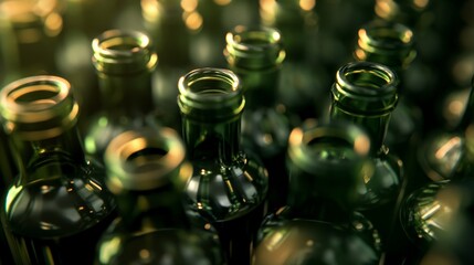 Obraz premium Wine bottles production, bottles on container at the winery