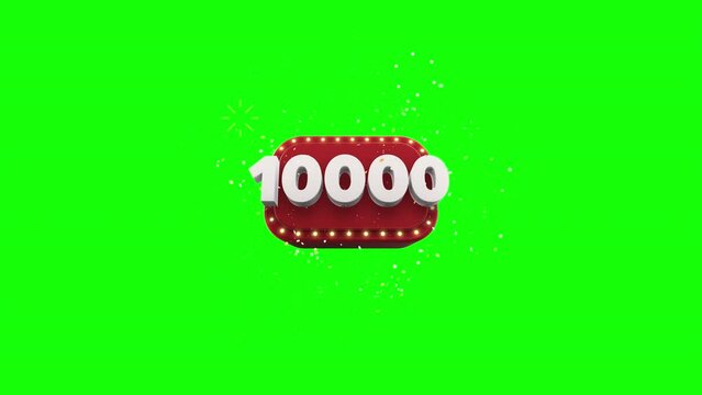Anima&ccedil;&atilde;o 3D comemora&ccedil;&atilde;o de 10000 inscritos. Contagem 10K seguidores valeu com transpar&ecirc;ncia Tela Verde e Luma Matte (m&aacute;scara preta e branca).