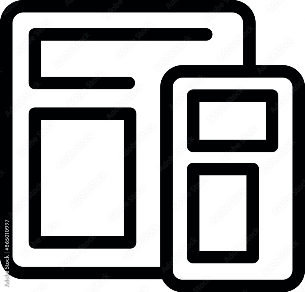 Poster simple icon of web design process, showing layout on computer and mobile phone