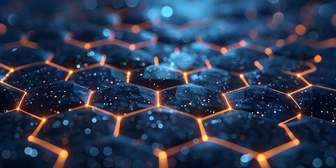 Obraz premium Visual Representation of Hexagonal Molecular Structure of Graphene in Neural Network. Concept Molecular Structure, Graphene, Neural Network, Hexagonal, Visual Representation