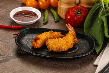 Crispy breaded golden fried prawns