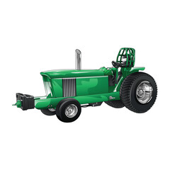 Outline green and painted tractor. Isolated in a black background, for t-shirt design, print and for business purposes.
