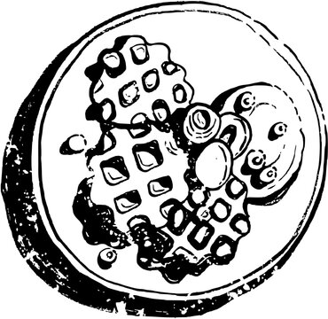 recommend clip art: Food and drinks boho. Hand drawn minimal design. Perfect for wallpaper, template, banner, wall decor, print, postcard, cover. Vector sketch illustration Belgian waffles with blackberry 