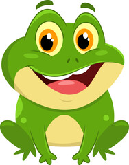 Cute Frog Animal Cartoon Character. Vector Illustration Flat Design Isolated On Transparent Background