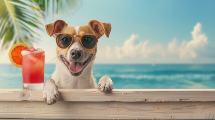 Dog in Sunglasses at the Beach