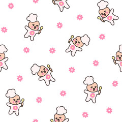 Cute baby girl. Seamless pattern. Cartoon little newborn character. Hand style. Vector drawing. Design ornaments.