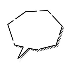 シンプルなふきだし 多角形 破線 モノクロ