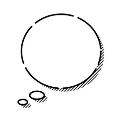 シンプルなふきだし 頭の中 破線 モノクロ