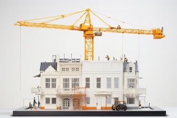 Repair restoration work in an old house in Berlin, crane with window frame