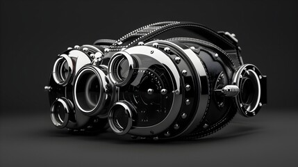 Retro-Futuristic Virtual Reality Headset with Captivating Industrial Design and Cinematic Aesthetic