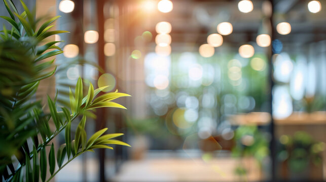 Business office without people in blurred bokeh background