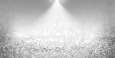 Gray, white blur abstract background. bokeh christmas blurred beautiful shiny Christmas lights