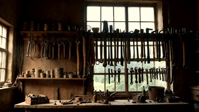 Rusty old industrial tool-set