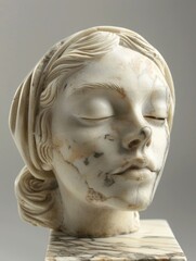 Obraz premium Sculpted marble head of a young woman in antique style.
