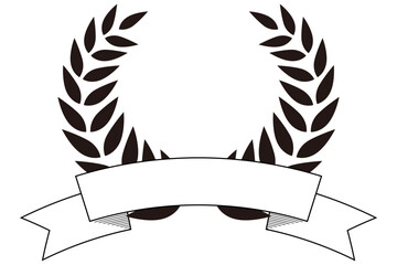 月桂冠とリボンのアイコンイラスト