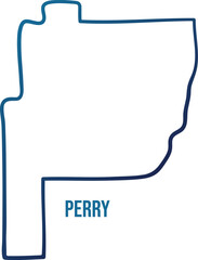 USA,Alabama state, perry county simplified contour map.Navy blue gradient hand drawn line