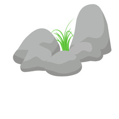 illustration of rocks with grass