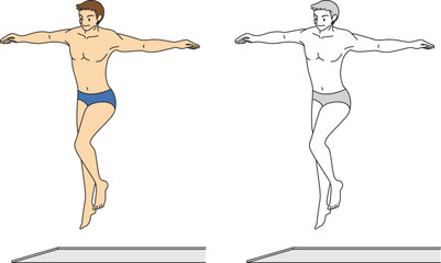 飛込競技選手（男性）のイラストセット