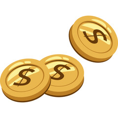 Golden Coin and Dollar Banknote Illustration