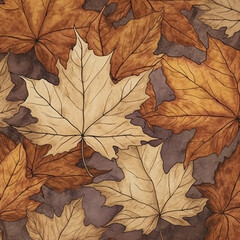 Fototapeta premium Autumn Leaves - Rustic Brown and Yellow Colors