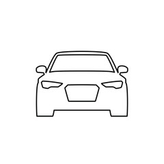 Car silhouette line icon. Front view. Vector illustration