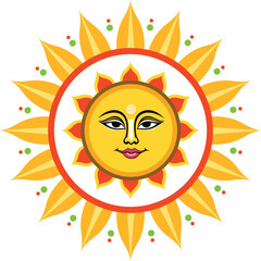 Traditional sinhala and tamil new tear sun in Sri Lanka ,Vector illustration art