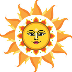 Traditional sinhala and tamil new tear sun in Sri Lanka ,Vector illustration art