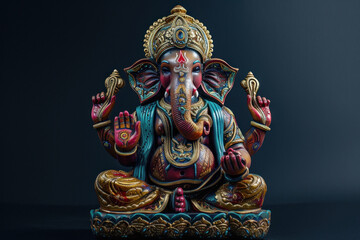 Fototapeta premium lord ganesha sclupture on dark background