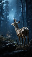 deer in the woods HD 8K wallpaper Stock Photographic image