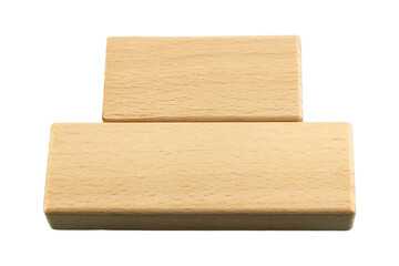 Wooden blocks, wooden toys, space for letters isolated on white background.