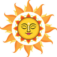 Traditional sinhala and tamil new tear sun in Sri Lanka ,Vector illustration art